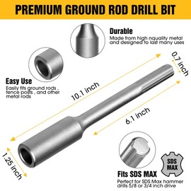 Ground Rod Driver for 5/8" & 3/4",SDS Max Ground Rod Driver for Hammer Drills,Fits Hilti/DeWalt/Bosch/Hitachi/Makita/Milwaukee SDS MAX Hammer Drills