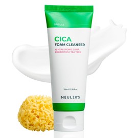 NEUL20S Spicule CICA Foam Cleanser, 3.38 fl oz/100ml | Hydrating Korean Face Wash with Centella Asiatica, Hyaluronic Acid & Tea Tree, Gentle Daily Cleanser for Sensitive & Acne-Prone Skin