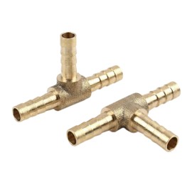 SWYZOR Connettori a T in Ottone, 2 Pezzi Connettori per Tubi in Ottone, Connettoris per Tubi Flessibili in Ottones a 3 Vie, Tappi a T Con Punta, per Aria, Acqua, Carburante e Olio(6mm)