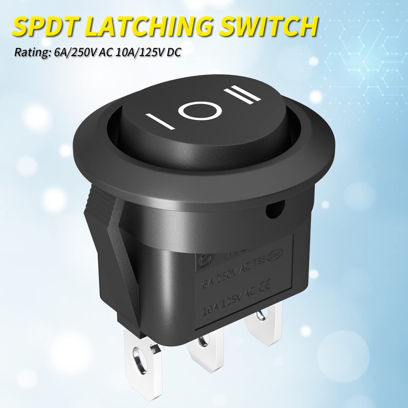 Joinfworld 3 Way Round Rocker Switch 12V, Waterproof 3 Pin