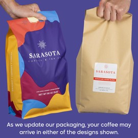 Sarasota Coffee Whole Bean Decaf | Dark Roast Gourmet Decaffeinated Coffee Beans | Low Acid, Mold Free, Specialty Grade Bulk Beans | 5lb (80 oz)