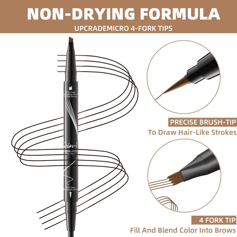 Eyebrow Pencil, Waterproof, 2-in-1 Dual-Ended Microblading Eyebrow Pencil, Microblading Eyebrow
