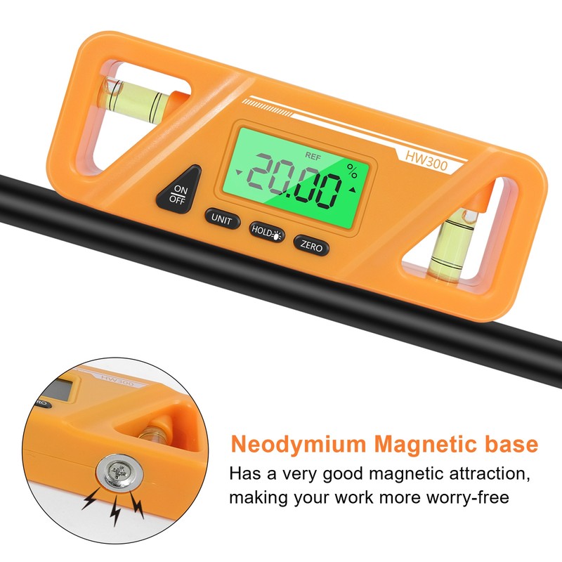 Digital Billet Torpedo Level Protractor ABS 90 Degree Orange