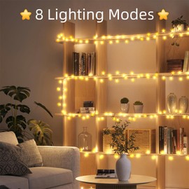 Star String Lights 120 LED 40FT, 8 Modes Plug in Star Fairy Lights with Timer & Memory, Indoor Outdoor Star Christmas Twinkle Lights for Birthday Party Bedroom Wedding Home Classrom Decor Warm White