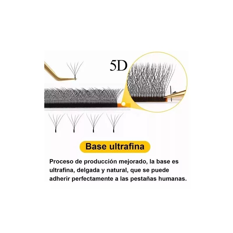 Masscaku Extensiones De Pestañas 5d W Shape 8-15mm Mix 0.07d