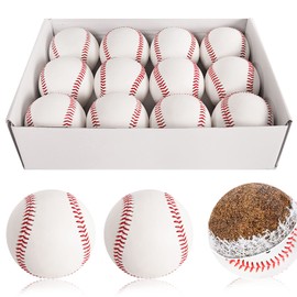 POPFRO Baseballs 12 Pack Autograph Baseball Bulk,Standard Size Adult Leather Baseballs 9 Inch, Baseballs for Pitching/Autographs/Training/Hitting