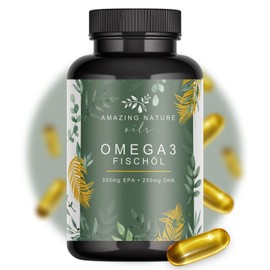 Amazing Nature® Omega 3 Capsules High Dose with 1000 mg High-Quality Fish Oil per Capsule and the Fatty Acids EPA & DHA, 1 x 120 Omega-3 Capsules from Sustainable Fishing