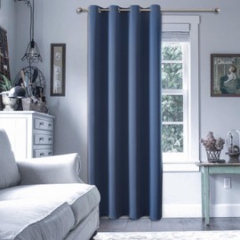 NANWEI Cortinas Blackout con Aislamiento Térmico para Estar/Recámara Ventana, con Ojales en la Parte Superior, Suave 100% Poliéster Tela Impermeable, Reducción Ruido, 1 Paneles (Azul, 52" x 84")