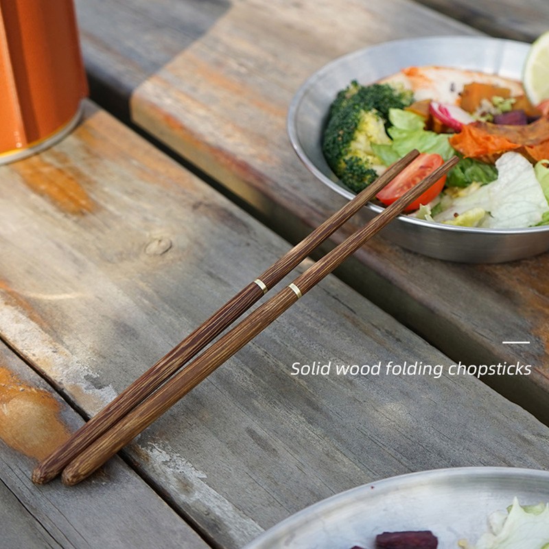 Foldable Wood Chopsticks Portable Detachable Wooden Flatware Chopsticks for Outdoor