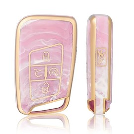 OFFCURVE Key Fob Cover for Volkswagen Special Key Fob Case Cover Holder for 2018-2022 VW Atlas Golf Alltrack Atlas Jetta Passat Arteon iguan Smart Car Accessories, Pink/Pattern Random