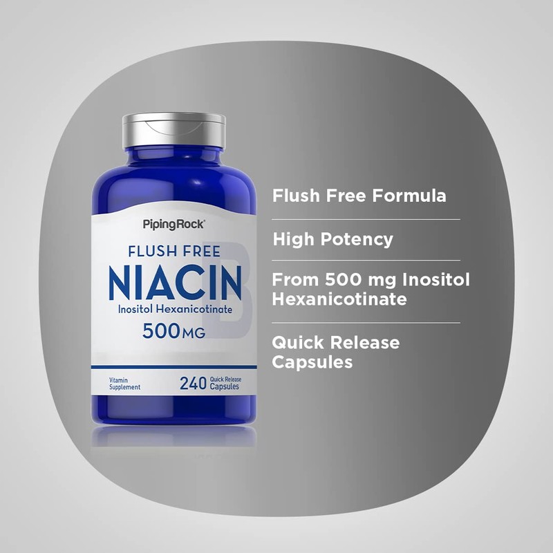Piping Rock Niacin 500mg | Flush Free | 240 Capsules