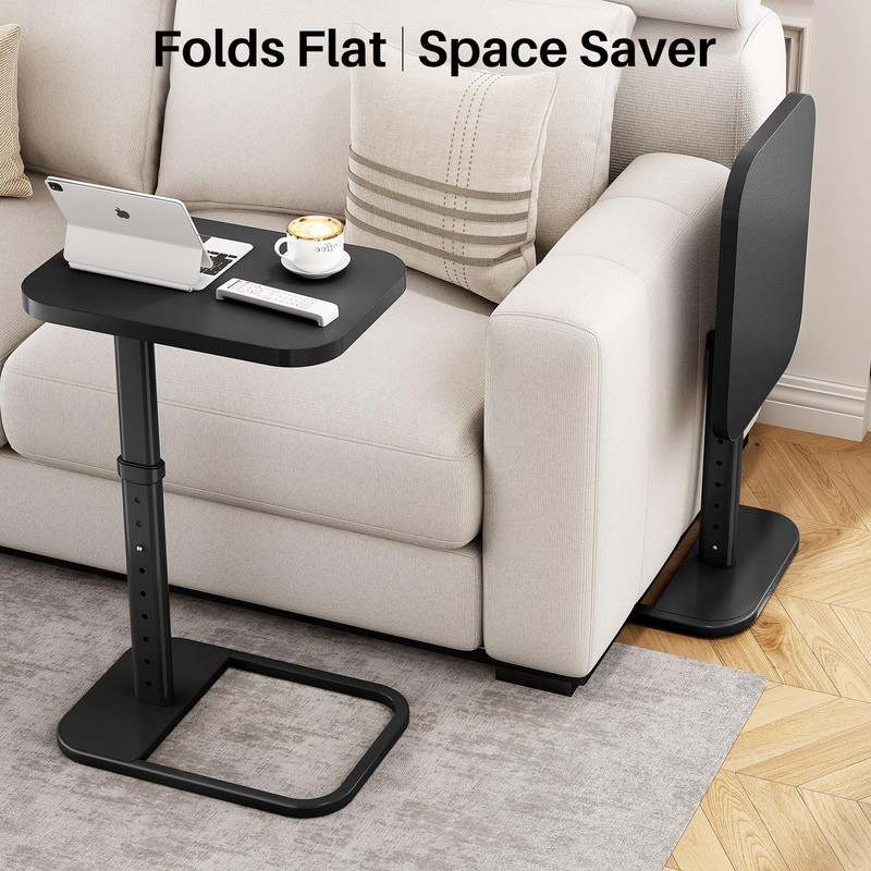 Kitstorack TV Tray Table, Adjustable Height & Rounded Metal Corners,