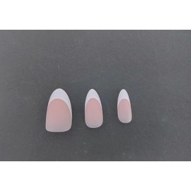 NOVO OVO White French Tip Almond Nail Tips Press on BABY PINK, Extra Thick Medium Soft Gel Fake Nail Acrylic Extension, Need Builder Gel Top Coat, No Glue Included, for Salon DIY 15 Sizes x 240 pcs