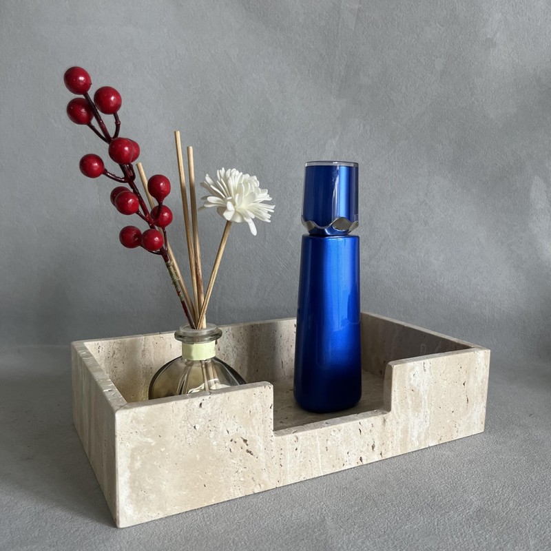 SAIDKOCC Natural Travertine Napkin Holder 9.8"x5.7"x2.4", Rectangle Guest Towel Dispenser