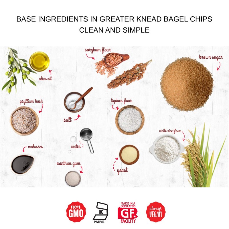 Greater Knead Gluten Free Bagel Chips - Plain, Vegan, non-GMO,