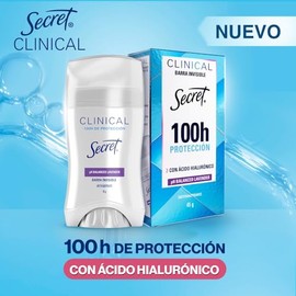 SECRET, Desodorante Mujer Clinical con Ácido Hialurónico, Barra Invisible, pH Balanced Lavender, 45 GR