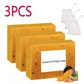 3PCS Turmeric & Kojic Acid Brightening Soap, Kojic Acid Soap, Soap Body Care Body Wash Lemon Flawless Organic nurture Comfort Skincare turmeric soap bar Cleansing Cleanser Acne Blend Gentle Lavender jabon para aclarar la piel