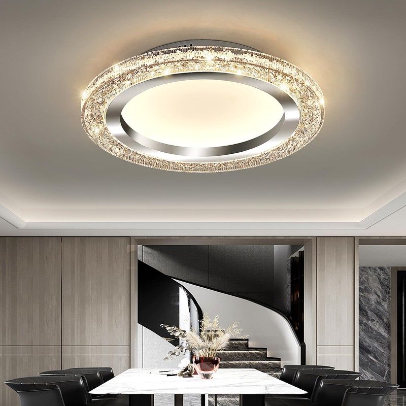 UOFUS 32W LED Flush Mount Ceiling Light Chrome 15.7inch Modern