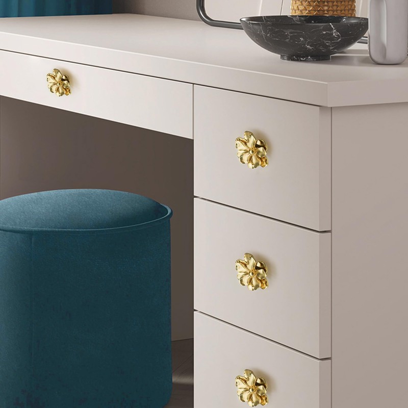 MFYS Solid Brass Flower Knob Handles for Cabinets and Flower