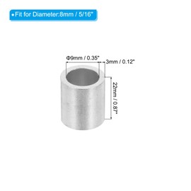 sourcing map 5/16" 8mm Aluminum Crimping Loop Sleeve Single Round Ferrule 22mm Height, Silver 25pcs