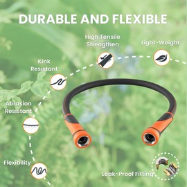 Giraffe Tools Garden Leader Hose 3ft x 5/8", Short Water Hose Heavy Duty, Flexible, Lightweight Hybrid Hose with Swivel Handle, Male to Female Fittings, Burst 600 PSI