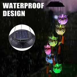 HeiPen Owl Gift, Solar Wind Chimes Garden Gifts for Her, Mum, Grandma, Mothers Day, Christmas, Outdoor lights Decoration for Garden Yard Porch (Owl)