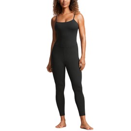 CRZ YOGA Butterluxe Jumpsuits for Women Yoga Workout Casual One Piece Leggings Romper with Built in Bra Black Small