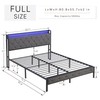 Full Size Bed Frames with Storage Headboard, LED Platform Bed