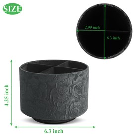 QIELIZI Round Leather Art Supply Organizer,Remote Control Holder,360 Degree Rotating,Multi-Functional Pencil Holder,4 Compartments Desktop Stationary Organizer(1-3D Rose Red)