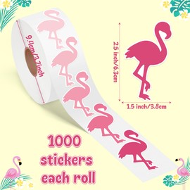 CNhoqc Summer Flamingo Stickers Roll - 1000pcs Summer Silhouette Flamingo Sticker Roll Tropical Pink Animal Decorative Stickers Waterbottle Scrapbook Giftwrap Student Awards Incentives Bullet Journal