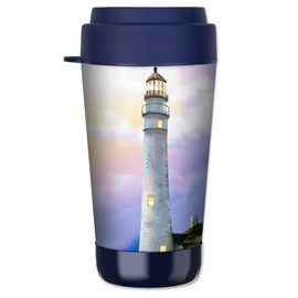 Mugzie 16 Ounce Travel Mug/Drink Cup with Removable Insulated Wetsuit Cover - Lighthouse