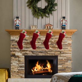 Kunyida Christmas Stockings, 18 Inch Blue Cable Knitted Stockings for Xmas Holiday Decoration, 4 Pack