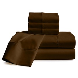 Neighbourhood Home 100% Real Certified Organic Cotton Bedsheet Set, Queen Size 6 Piece 1000 Thread Count Sheets Sets, Fits Mattress Upto 10" Deep Pocket - Chocolate