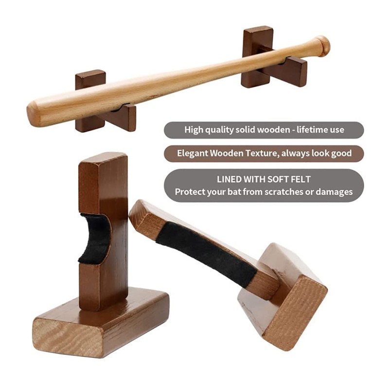 Shiwaki Baseball Bat Rack, Brown Wooden Shelf, Hanging Baseball Bat