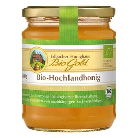 Organic Highland Honey Erlbacher Honighaus BioGold 500 g Creamy - Aromatic, Full-Mouth and Fine Creamy Honey from Ecological Beekeeping (1 x 500 g)