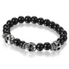 Flongo Men's Biker Stainless Steel Skull Skeleton 8MM Black Bead
