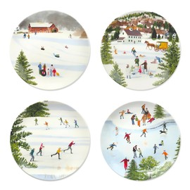 Caskata X Felix Doolittle Winter Wonderland Plates Set of 4 | High-Design Lead-Free Porcelain Dinnerware Plate Set | Multicolor Dinnerware Set for Christmas, Holiday, Birthday Gifts | 8.5 in