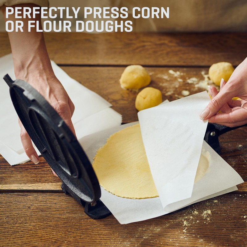 Uno Casa Cast Iron Tortilla Press 8 Inch with Tortilla