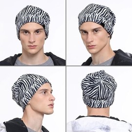 Slouchy Beanie for Men and Women, Winter Hat, Cool Skull Cap, Thermal Warm Thick Skully Stocking Hat, 95% Polyester, 5% Spandex, Soft and Elastic. Grey and White