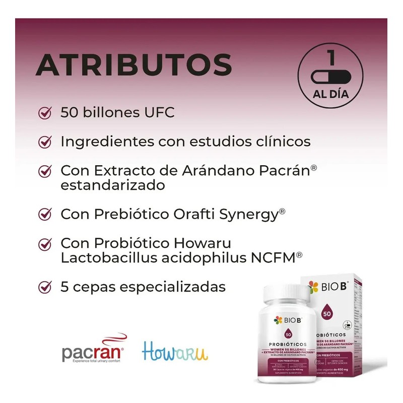Bio B Probióticos Women 50 Billones Extracto De Arándano Cepas