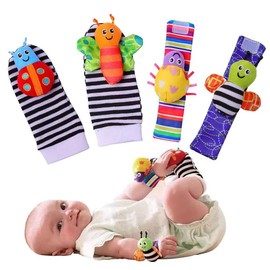 Baby Rattle Socks for 0-3 Months, Fun Toys for Newborns and Infants, Gifts with Wrist Rattle Socks for Baby Boys and Girls,Baby Toys for 0-12 Months,Garden Bug Series Socks (Butterfly)