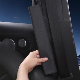 POKSRI 1P Genuine Leather seat Belt Cover pad,Real Cowhide Soft Seatbelt Protect Strap Shoulder Cushion,Odor-Free & Peel-Resistant,12x2.4inch,fit car Accessories,Backpack, Shoulder Bag