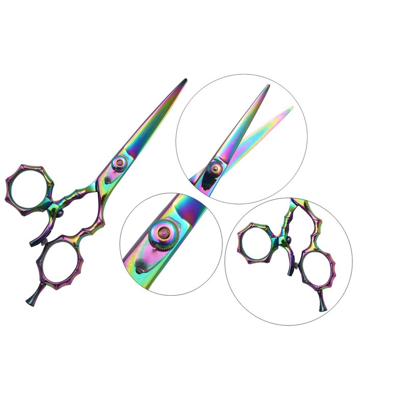 Supreme 5.5" Rainbow Titanium Swivel Thumb Hairdressing & Thinning Scissors