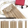 Moresoo Hair Extensions Clip in Human Hair Blonde Highlights Clip