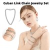 Avxzbef 6 Pcs Silver Cuban Link Chain Set for Men