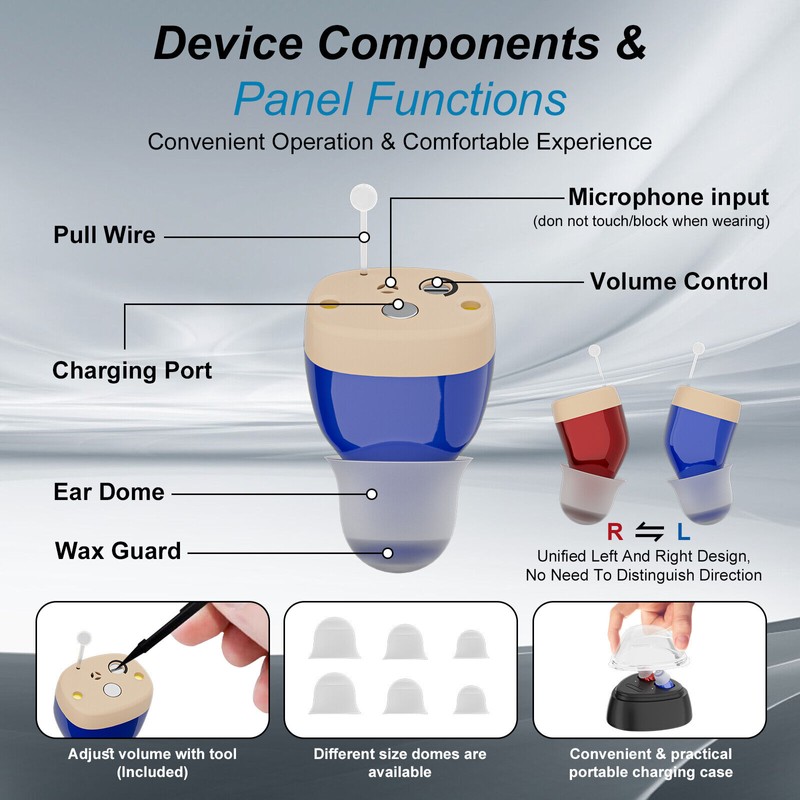 K&FCOPTEE Invisible Mini Hearing Aids for Seniors Rechargeable Hearing Amplifiers