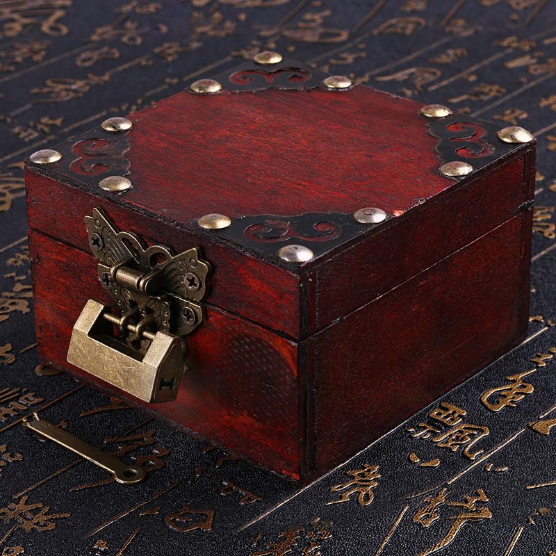 Antique Chinese Locks with Key & Latch Hasp Set, Vintage