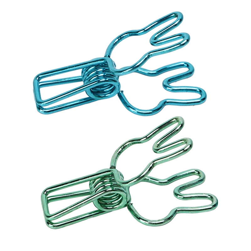 100 Pcs Cute Binder Clips Multipurpose Cartoon Rabbit Shape Blue