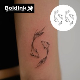 Boldink Semi-permanent tattoos, realistic fake tattoos, last 7-15 days, waterproof non-reflective temporary tattoo stickers, cruelty-free, uniquely designed exquisite packaging（Pisces）