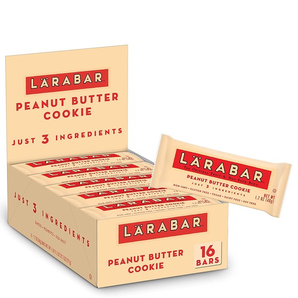 Larabar Gluten Free Bar, Peanut Butter Cookie, 1.7 oz Bars (16 Count), Whole Food Gluten Free Bars, Dairy Free Snacks